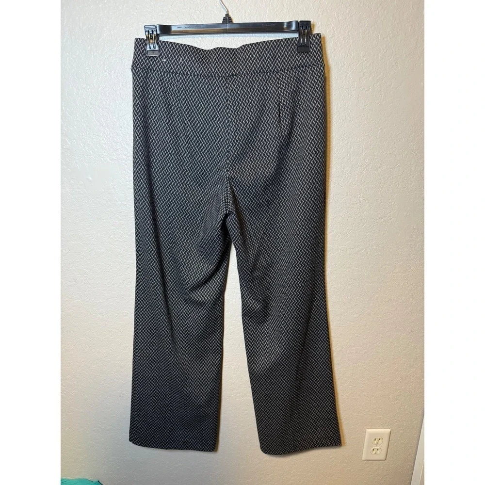 Anne Klein Black & White Herringbone Wide Leg Career Trousers